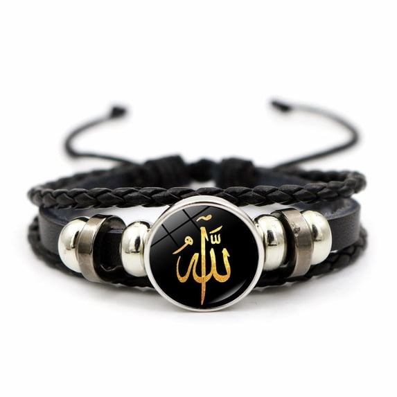 Woven Leather Bracelet with Glass Pattern Time Jewelry Design ...