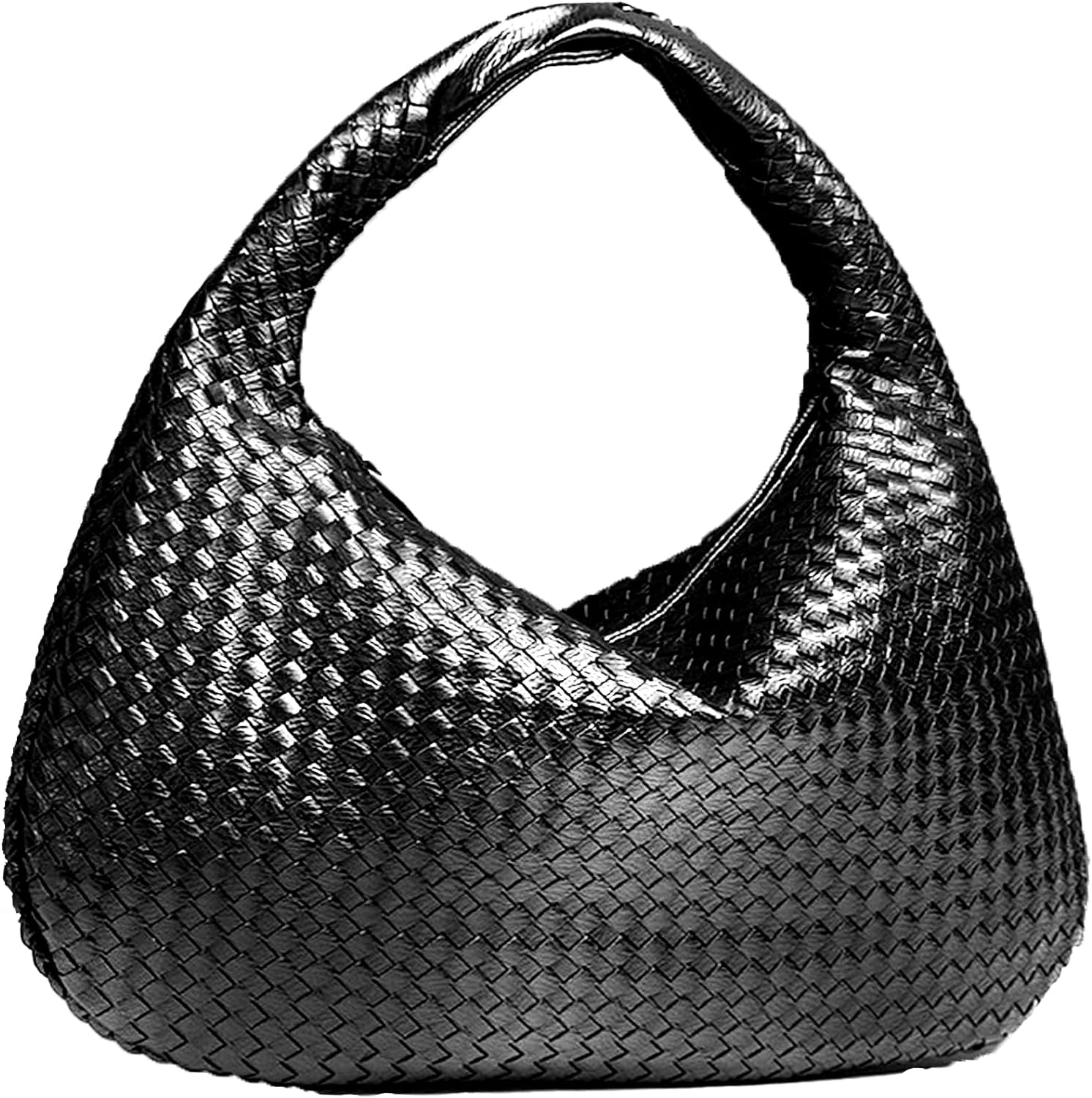 Woven Leather Hobo Bag for Women, Tophandle Shoulder Tote Bag Large Capacity Woven Handbag