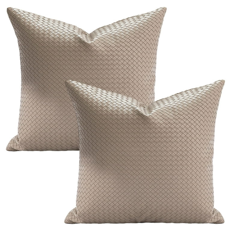 Woven Leather Throw Pillows Modern