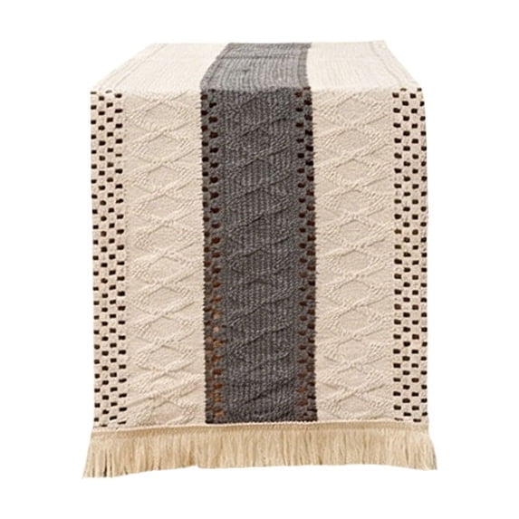 Woven Linen Table Runner,11.81X55.12 Inch Boho Rustic Table Covers with Tassels for Dining Table Styling | Kitchen Table Decor for Dining Room Wedding,Gray