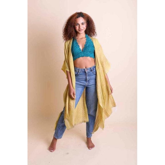 Woven Long Line Tribal Kimono