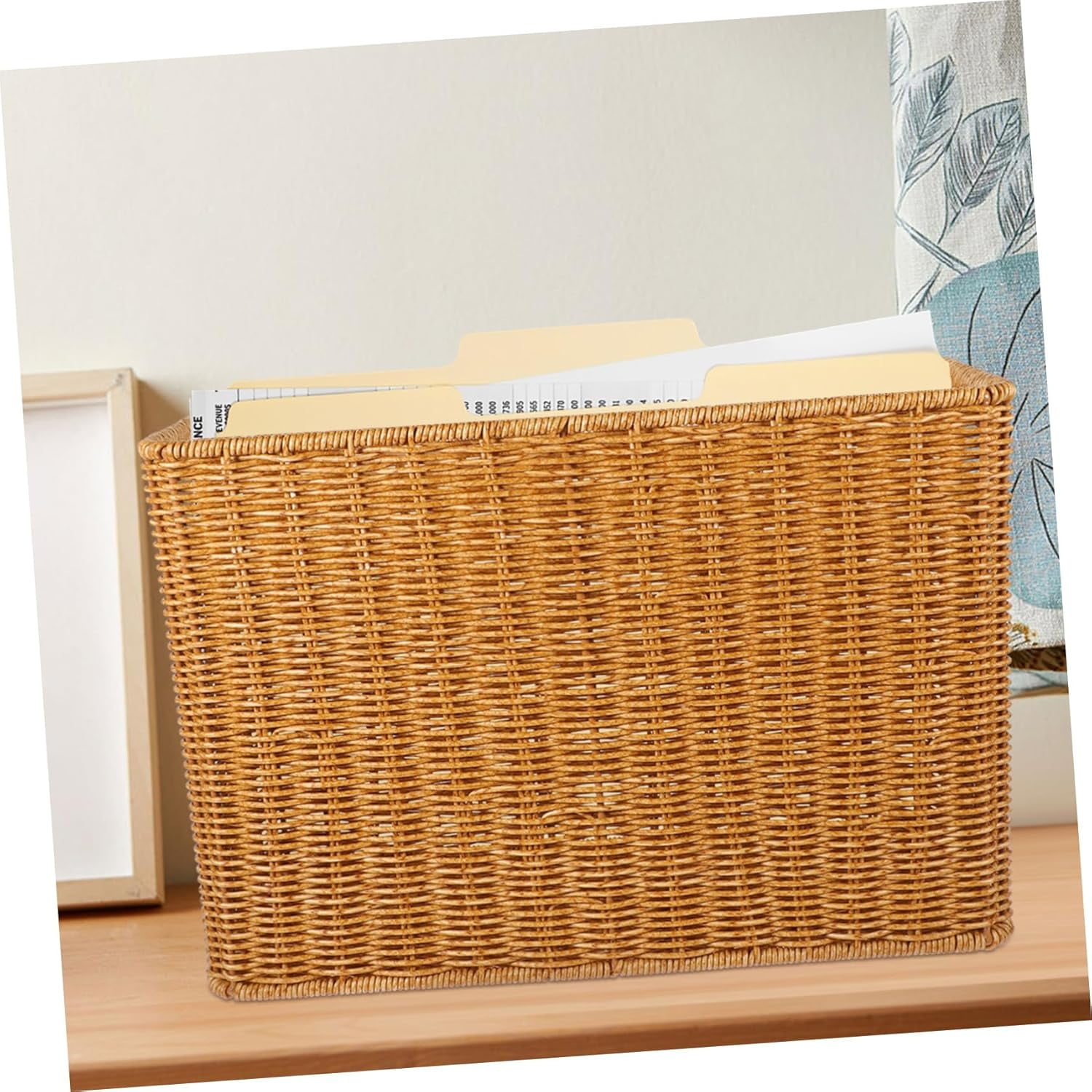 Woven Magazine Holder, Magazine Wicker Basket, Natural Narrow Rattan ...