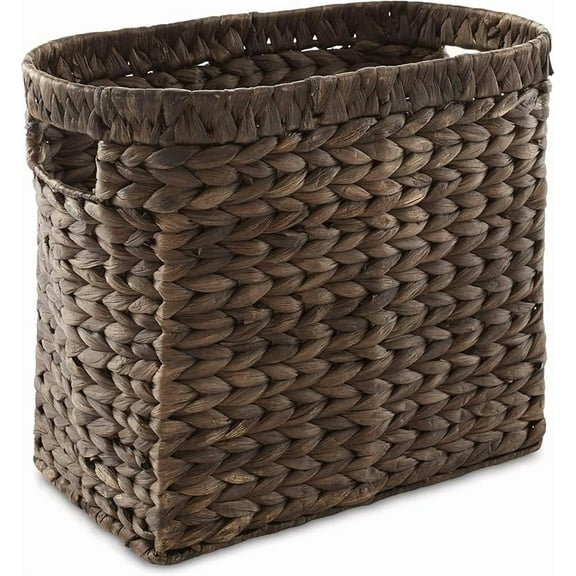 Woven Magazine Holder with Handles, Natural - Water Hyacinth Storage Basket for Bathroom, Living Room, Home Office