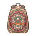 thumbnail image 1 of Woven Mantra Design Backpack - Textured Fabric School Backpack, Unique Material Bookbag Gift for Fashion-Forward Students, 1 of 6