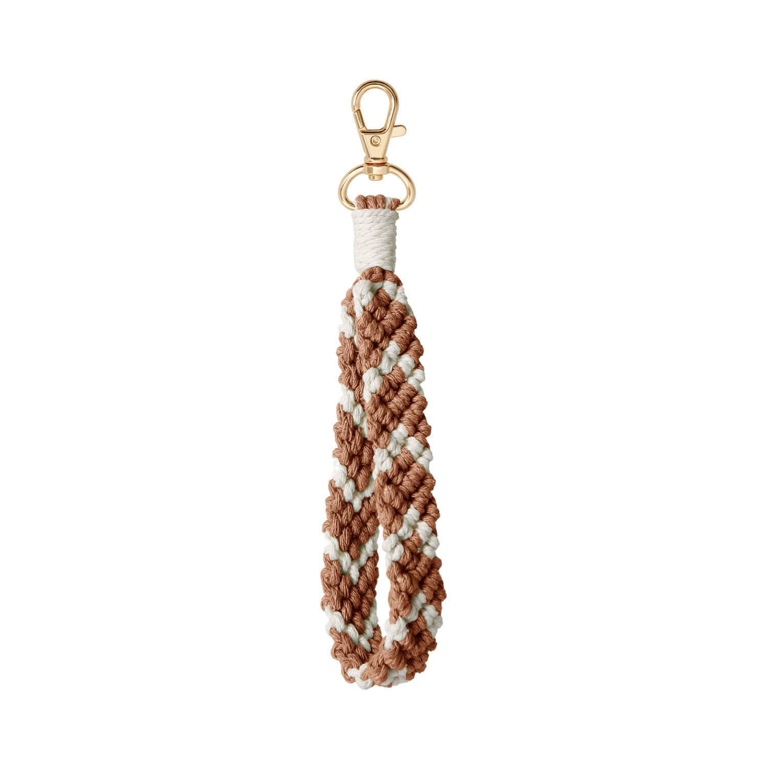 Woven Metal Key Ring Bracelet Original Design with Love Heart Charm Color Matching Pattern Wrist Key Chain for Women