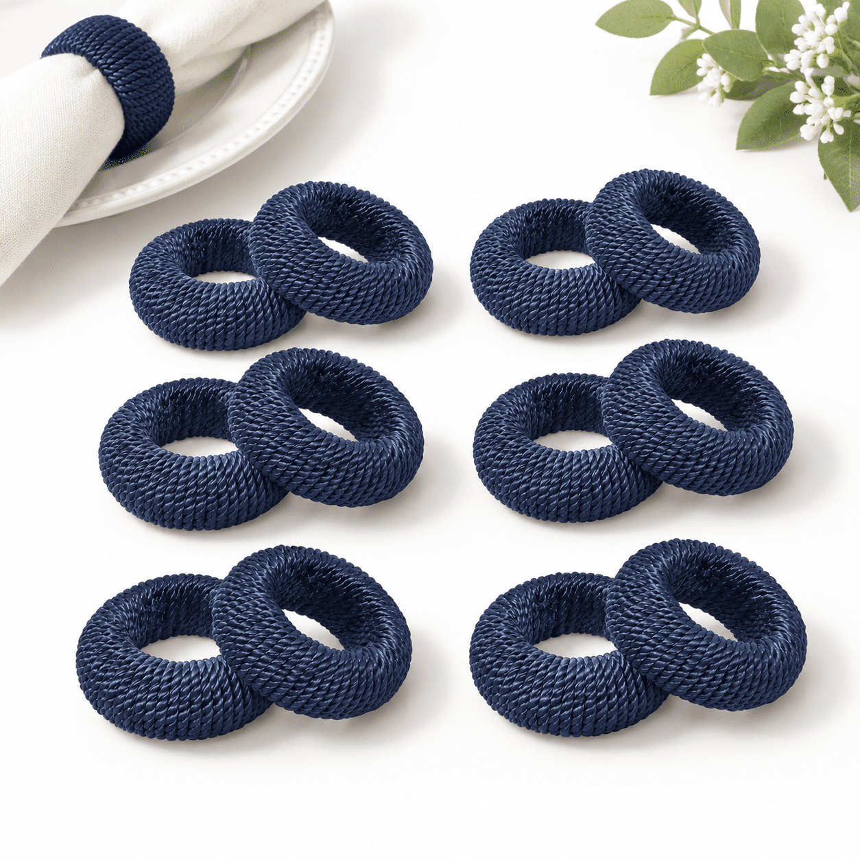 Woven Napkin Rings Dark Blue Set Of 12 - Walmart.com