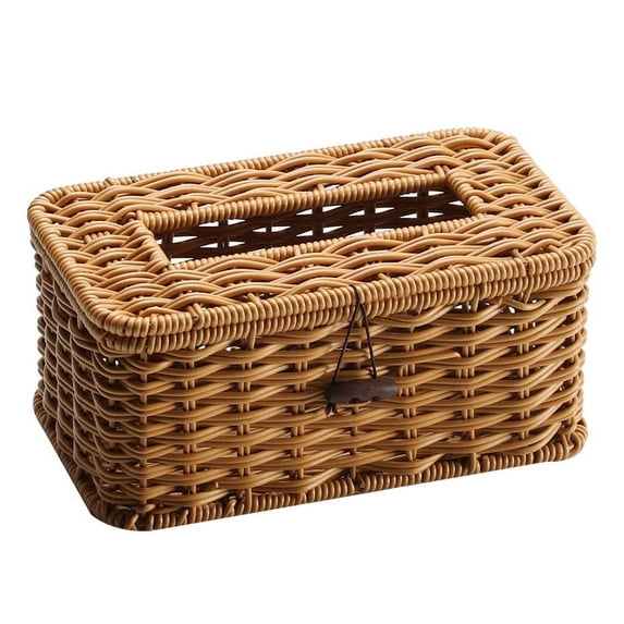 Woven Natural Rattan Tissue Box, Facial Napkin Holder Tissue Box Organizer for Bathroom Toilet Living Room Kitchen Office Table Desk 9*5.12*3.54Inch
