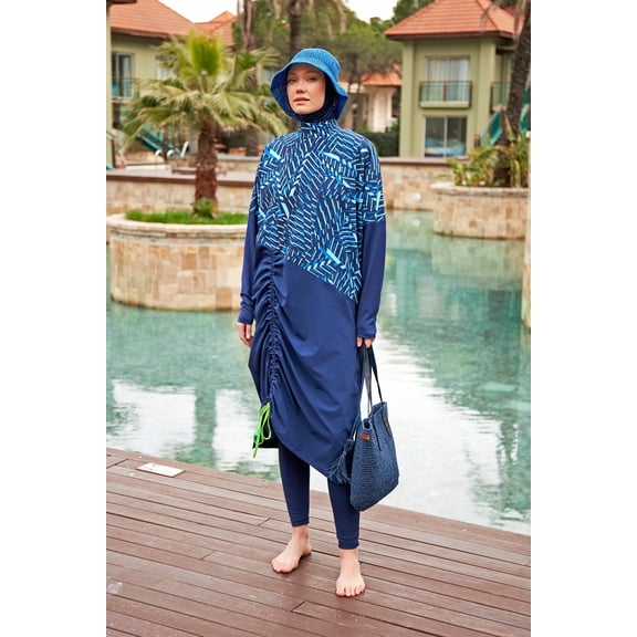 Woven Navy Burkini Modest Swimwear M2427