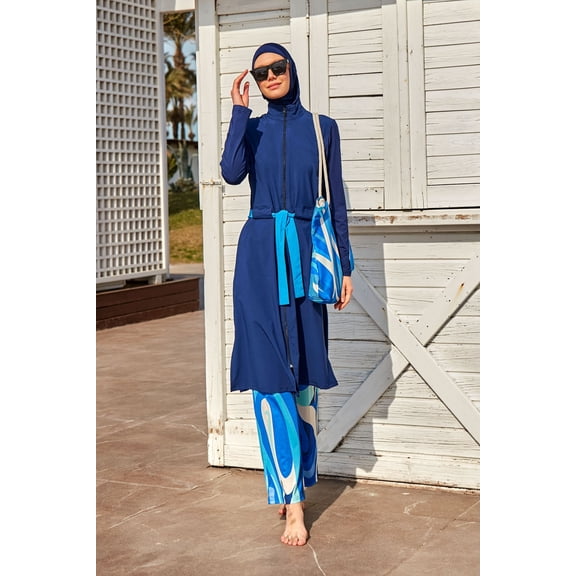 Woven Navy Burkini Modest Swimwear M2428