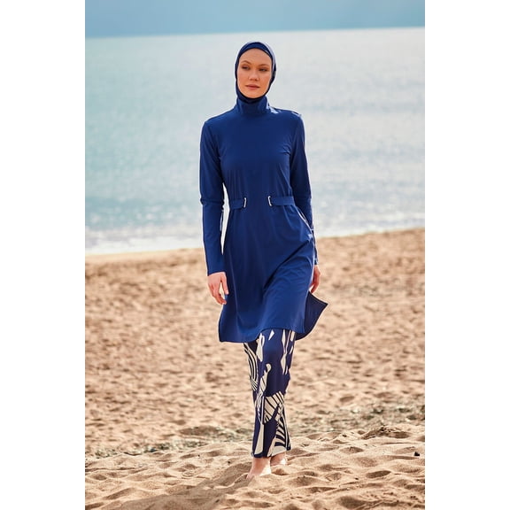 Woven Navy Burkini Modest Swimwear M2429