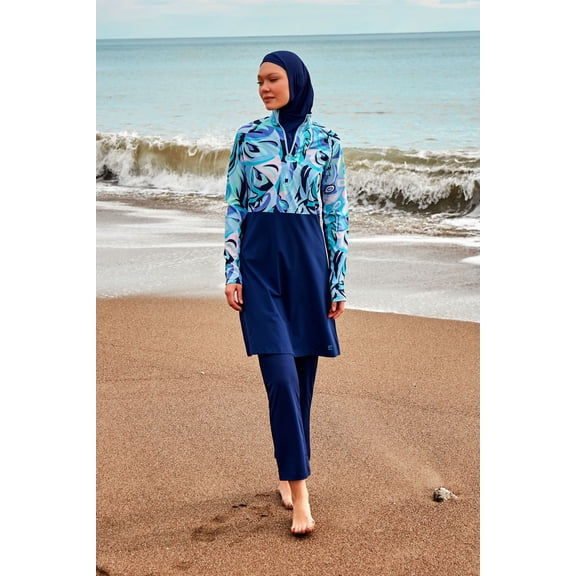 Woven Navy Burkini Modest Swimwear M2498