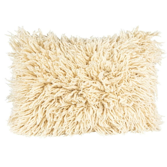 Woven New Zealand Wool Shag Lumbar Pillow