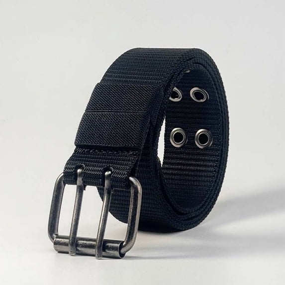 Woven Nylon Belt Double Needle Buckle Versatile Pants Belt