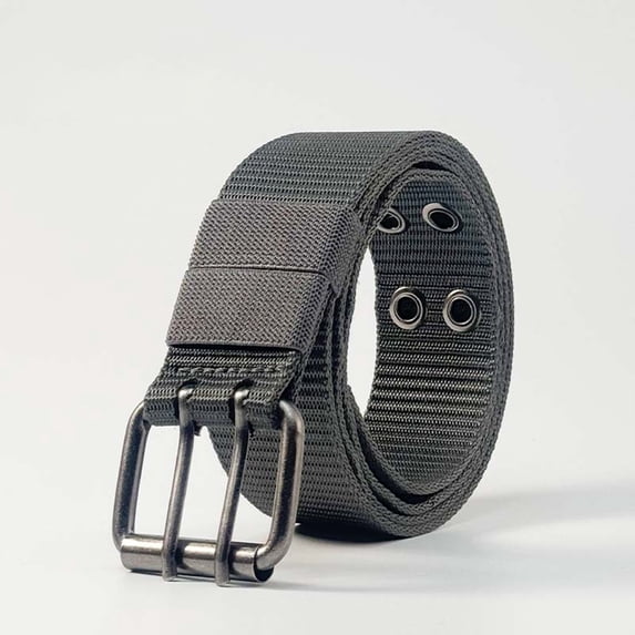 Woven Nylon Belt Double Needle Buckle Versatile Pants Belt