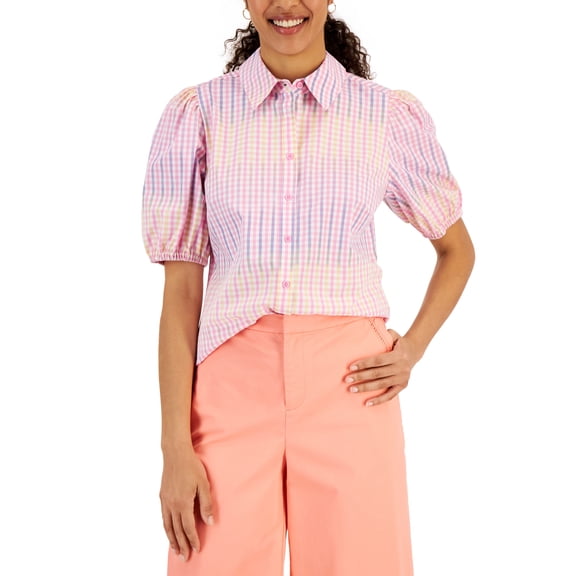 Woven Ombre Gingham Shirt Bright White Combo XXL