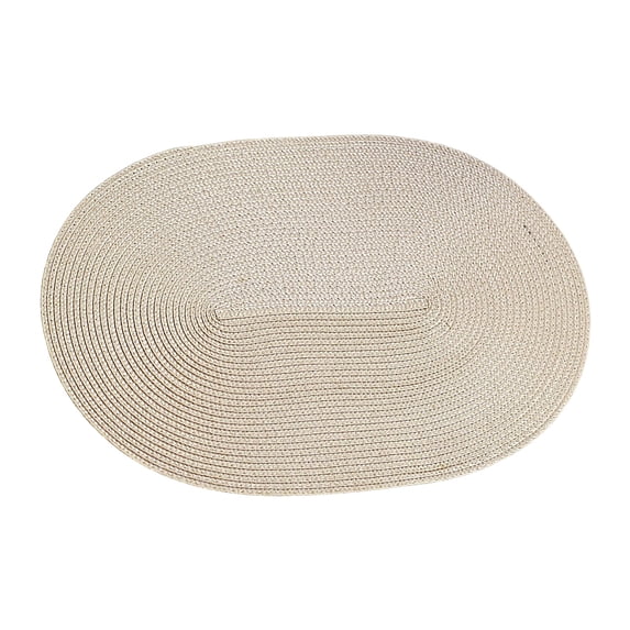 Woven Oval Braided Placemat, Washable Non- Heat Resistant Table Mat for Kitchen and Dining(Beige)