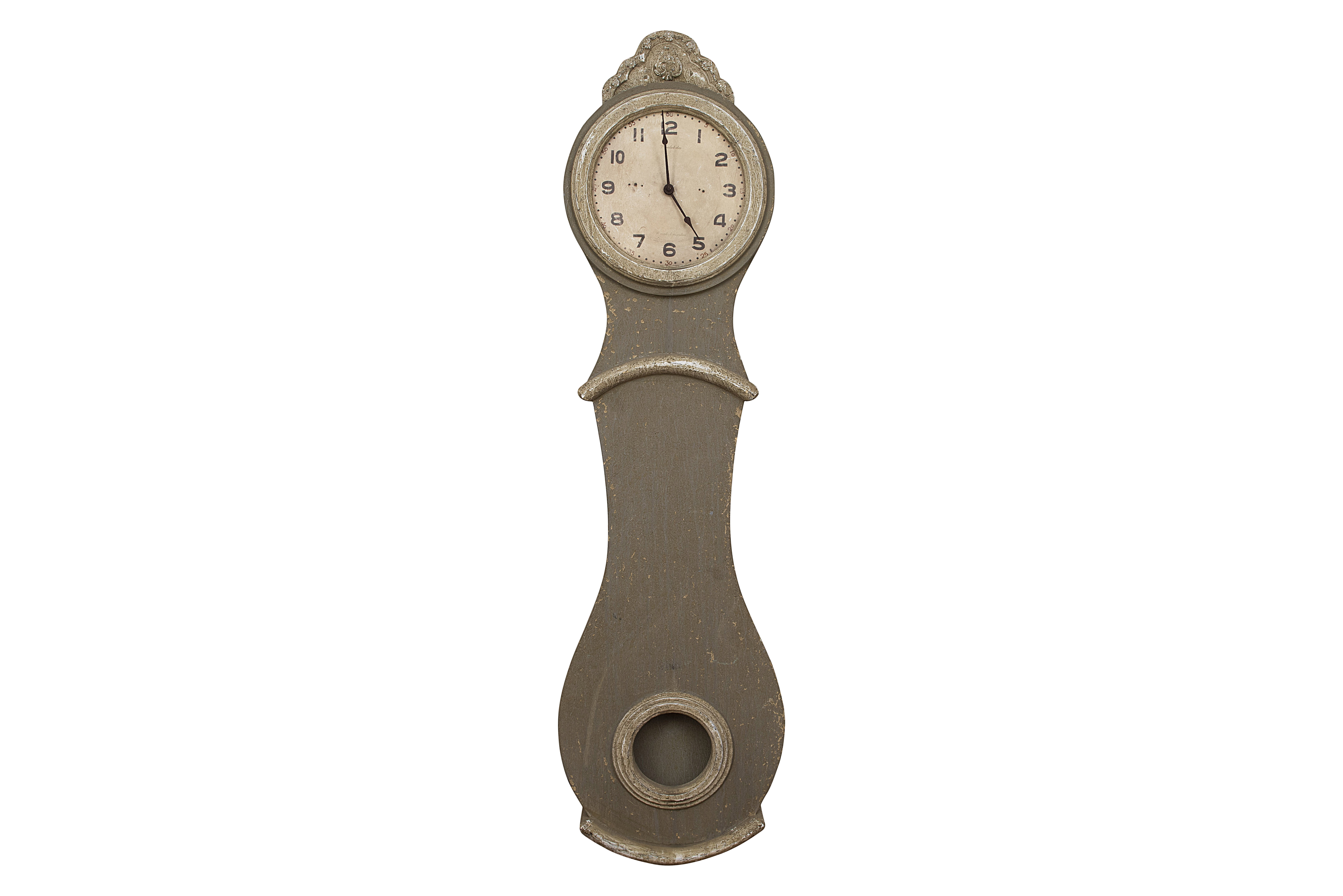 Woven Paths 14.5" x 3.5" x 52" Distressed Grey Metal Vintage Style Wall Clock