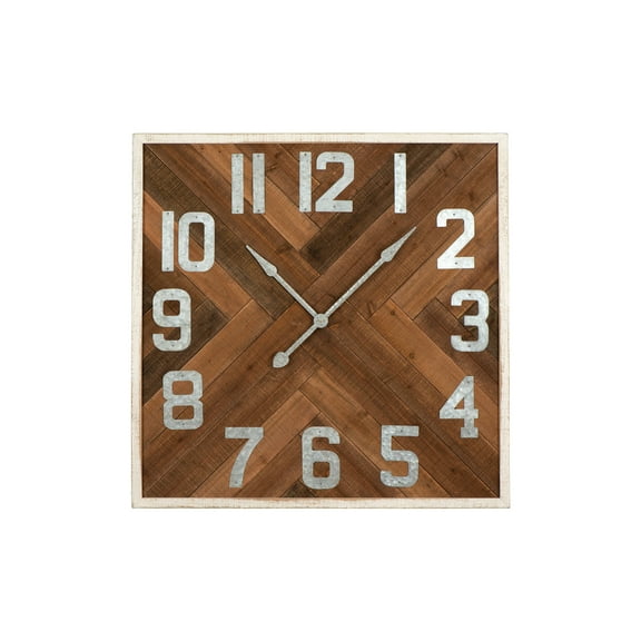 Woven Paths 36" Square Stained Wood Wall Clock