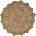 thumbnail image 1 of Woven Paths 4' Round Brown and Tan Braided Circles Jute Area Rug, 1 of 9