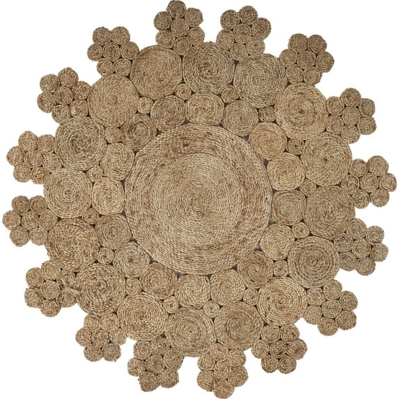 Woven Paths 6' Round Solid Braided Circles Jute Indoor Area Rug