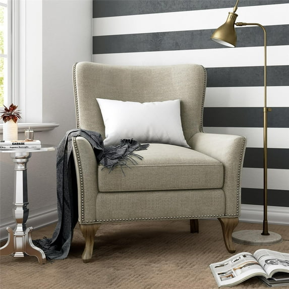 Woven Paths Accent Chair, Beige Linen