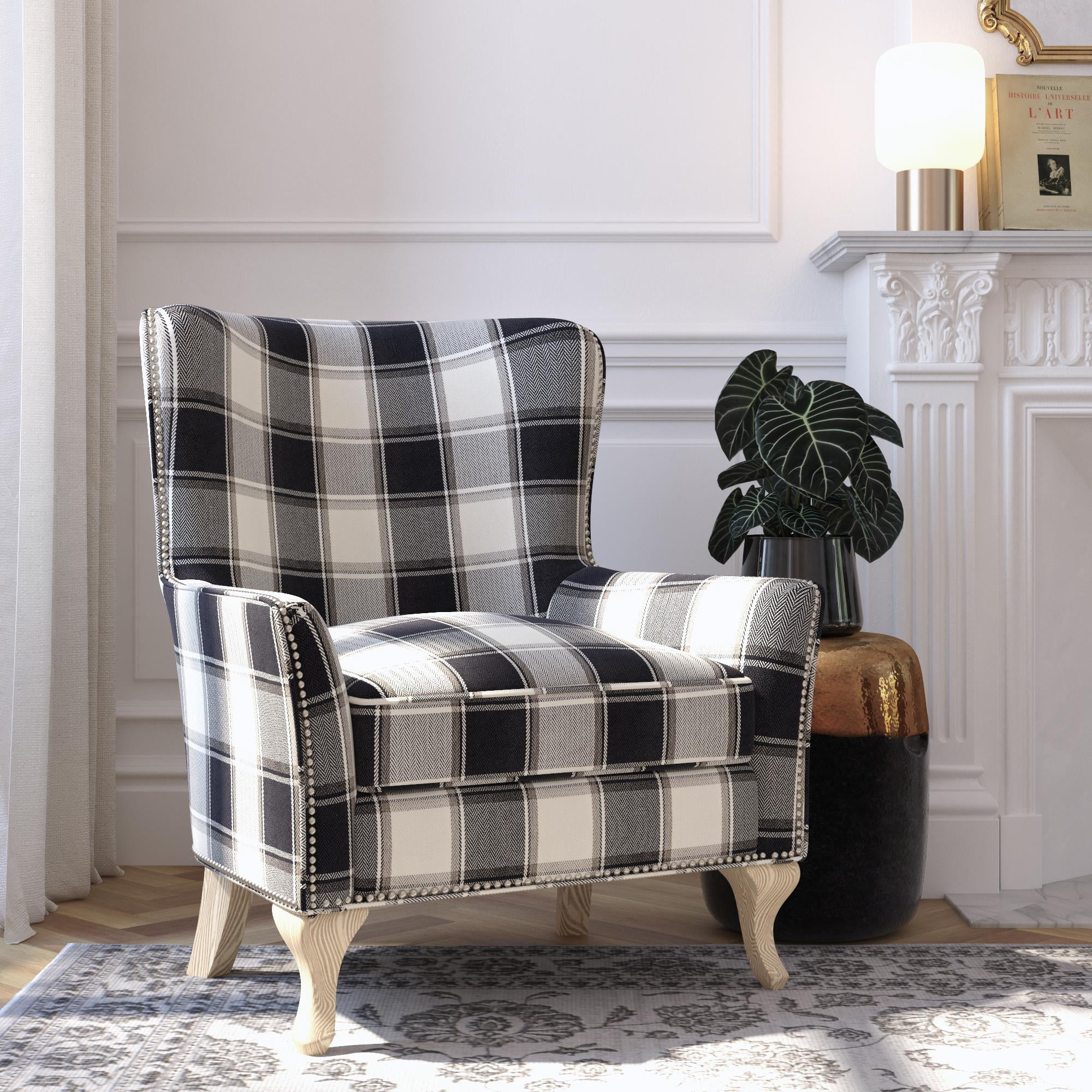 Woven Paths Accent Chair Black and White Plaid Walmart