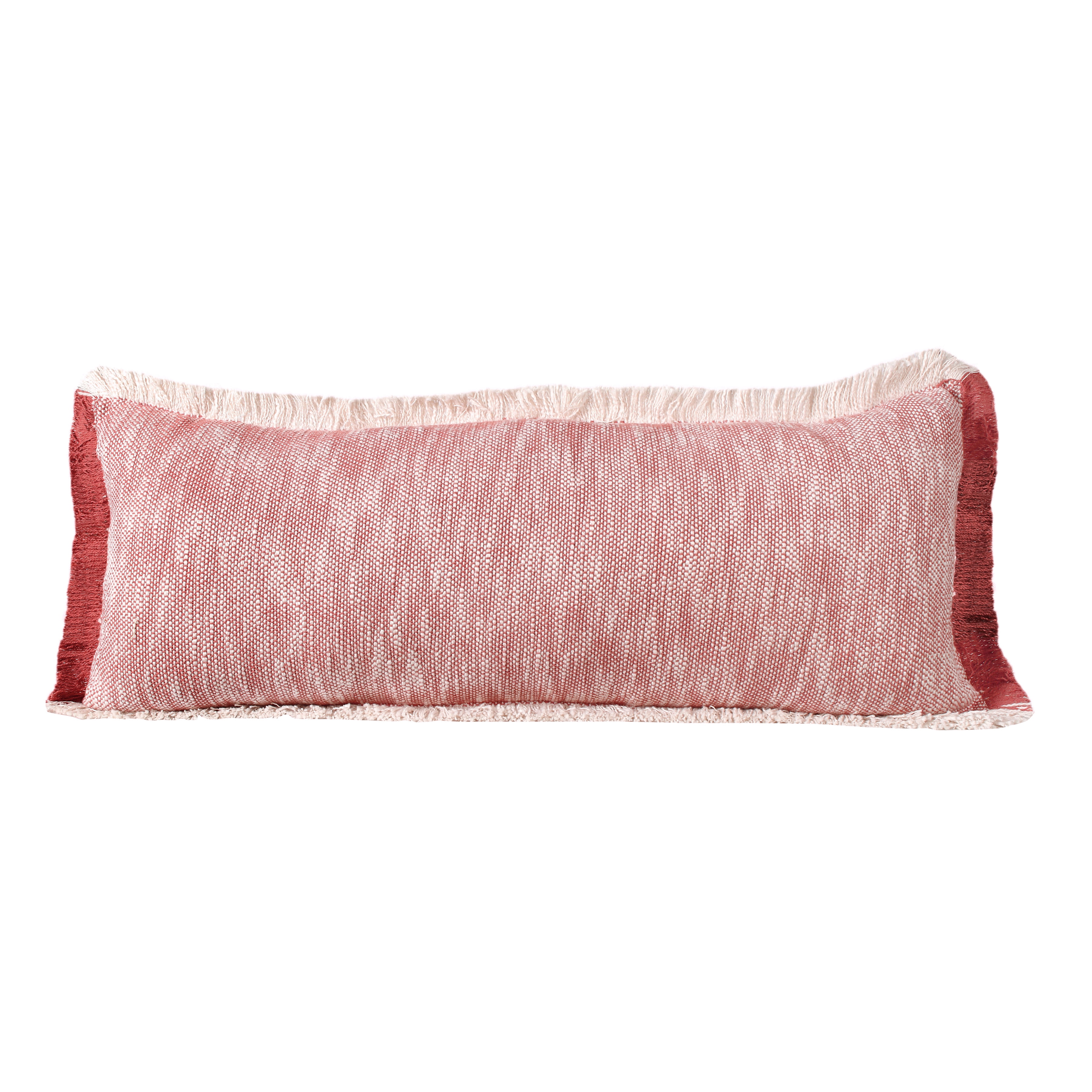 Woven Paths Bennett 14" x 36" Fringed Auburn Red Cotton Adult Decorative Throw Pillow
