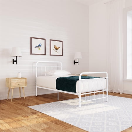 Woven Paths Brooklyn Iron Metal Platform Bed, Twin, White