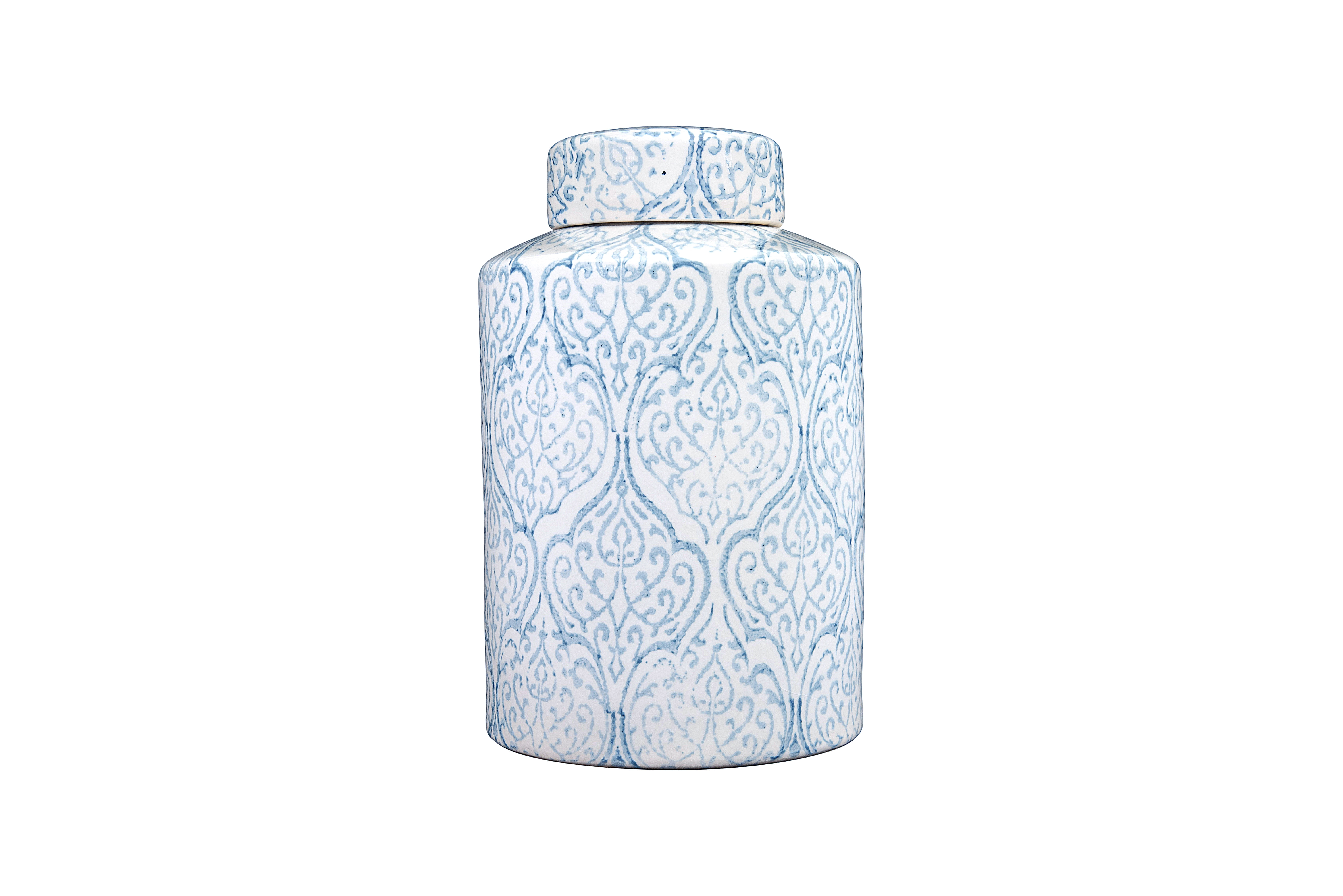 Blue and White Ceramic Geometric Ginger Jar Set
