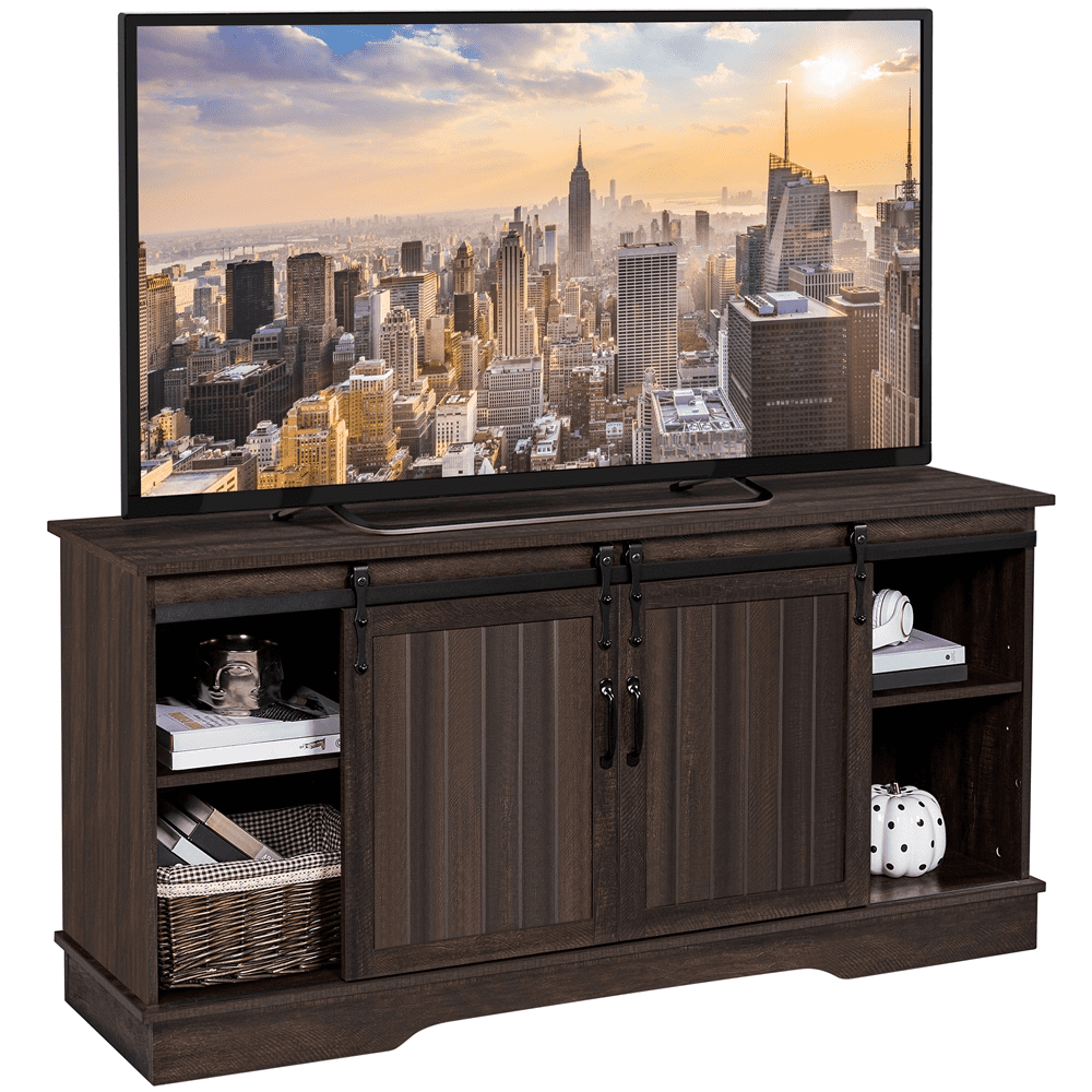 Woven Paths Classic Farmhouse TV Stand for TVs up to 65", Dark Walnut
