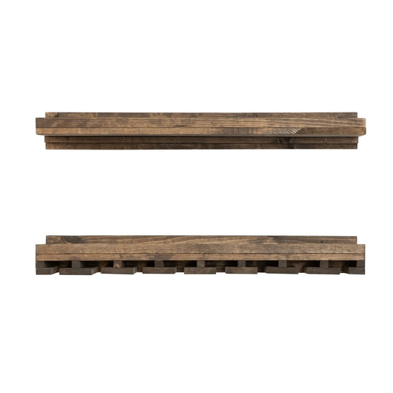 Woven Paths Dark Walnut 30 inch Rustic Luxe Tiered Wine Rack Set of 2