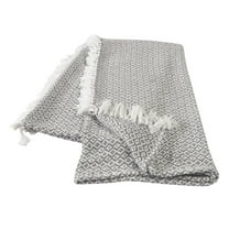LR Home Grey/White Diamond All-Natural Cotton Throw Blanket