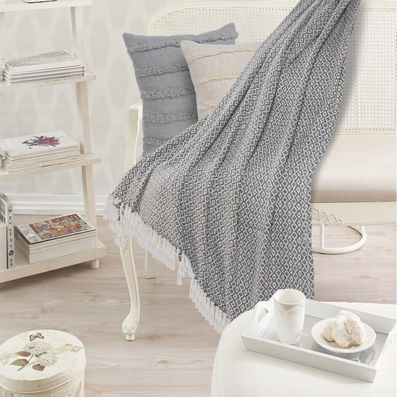 Woven Paths Diamond Organic Cotton Reversible Throw Blanket