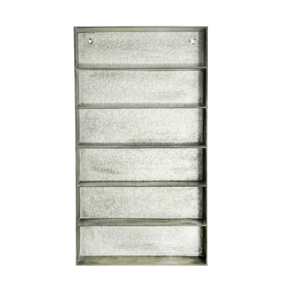 Woven Paths Distressed Grey Metal 6 Tier Wall Shelf