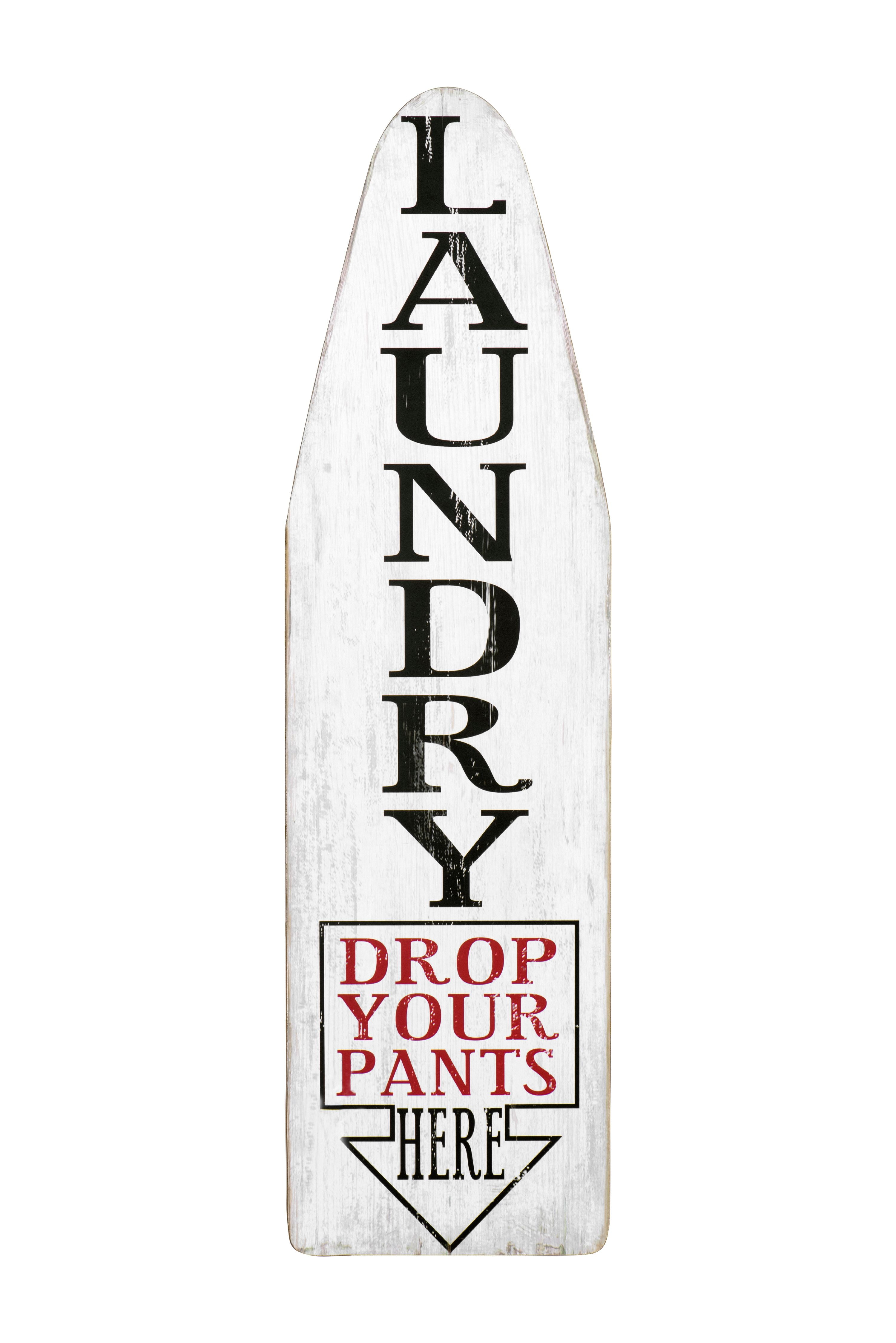 Woven Paths Distressed White Wood Ironing Board Shaped Laundry Wall