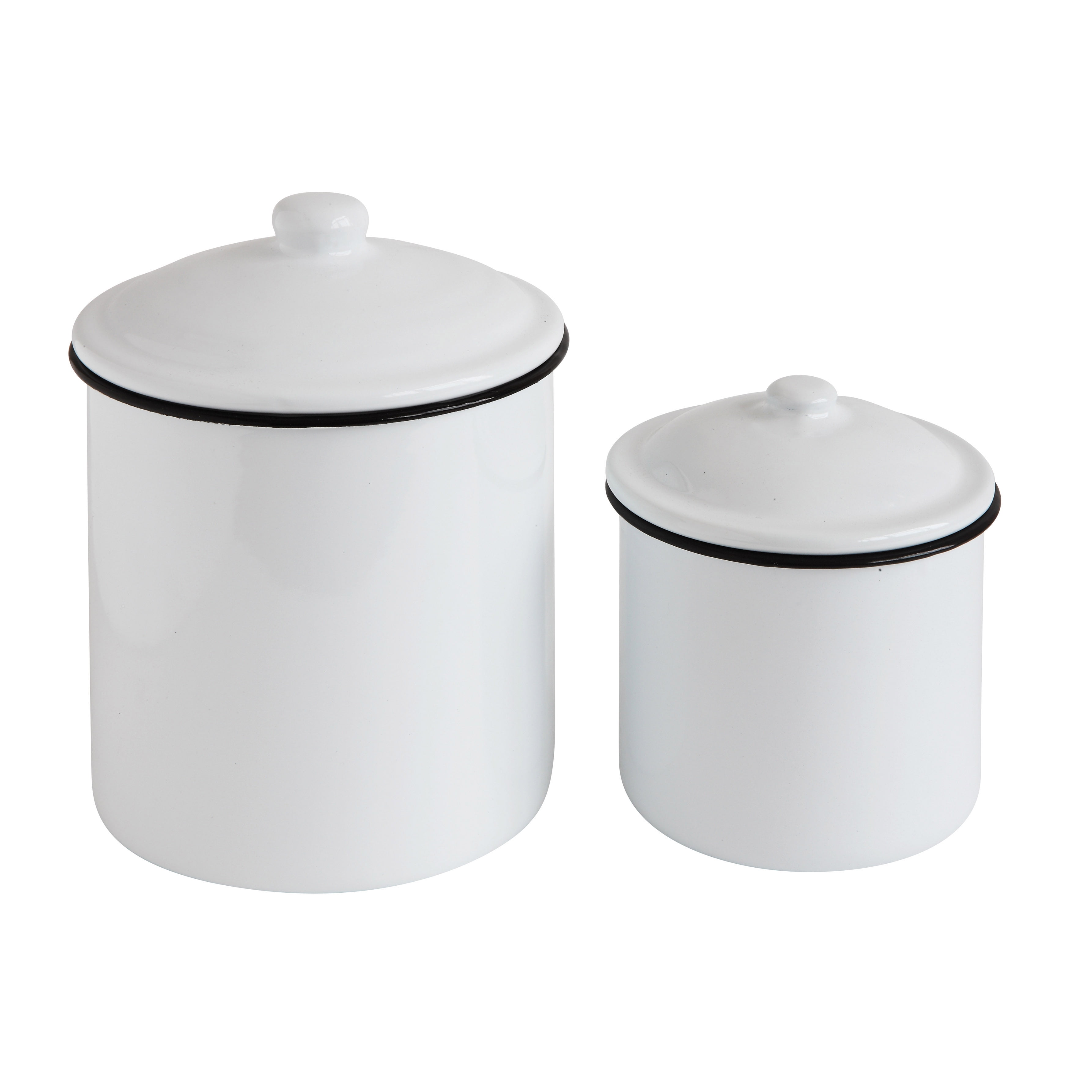 3-piece White Metal Storage Canister Set with Wood Lids and Aerating Storage Holes 3-piece White Metal Storage Canister Set with Wood Lids and Aerating Storage Holes
