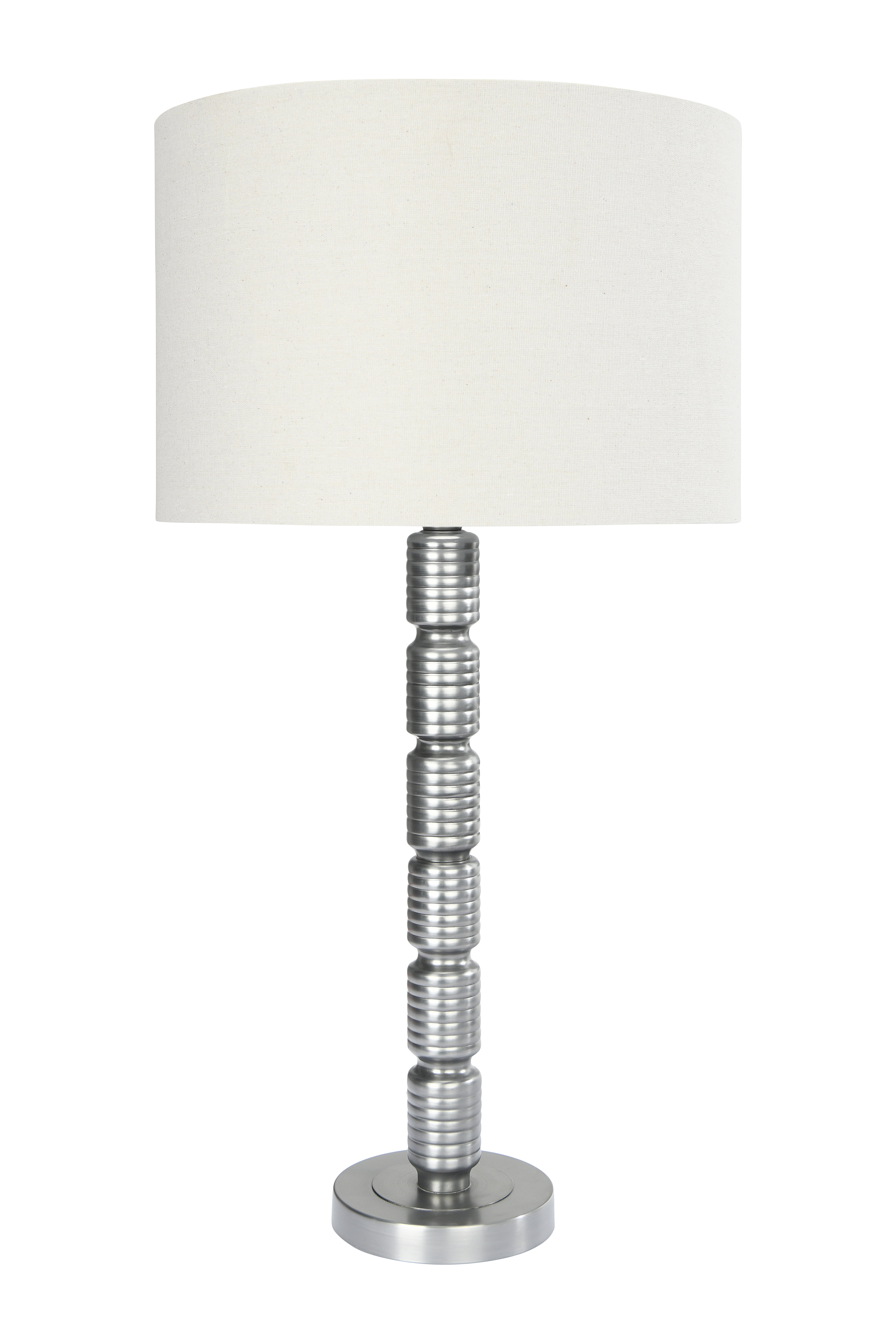 Faceted Metal Table Lamp with Stacked Column Design