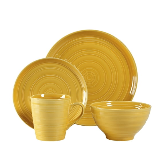 Woven Paths Farmhouse 16-Piece Dinnerware Set, Yellow