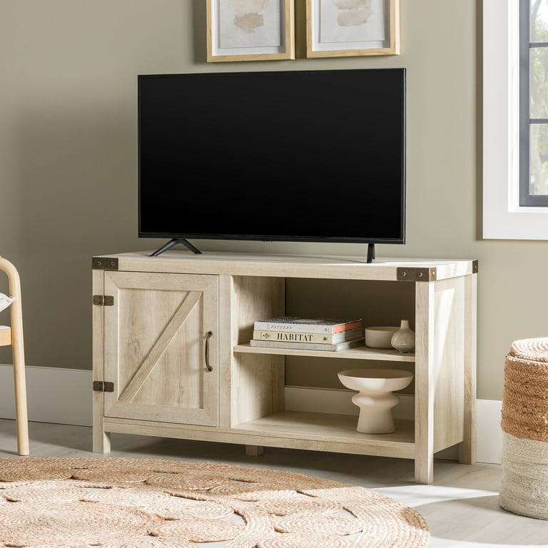 Woven Paths Farmhouse Barn Door TV Stand for TVs up to 50