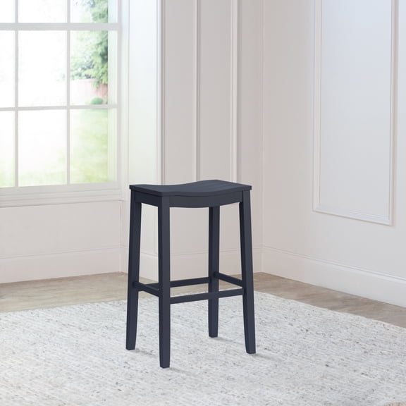 Woven Paths Fiddler Backless Wood Bar Height Stool, Navy