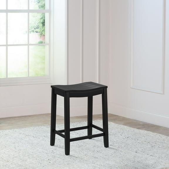 Woven Paths Fiddler Backless Wood Counter Height Stool, Black
