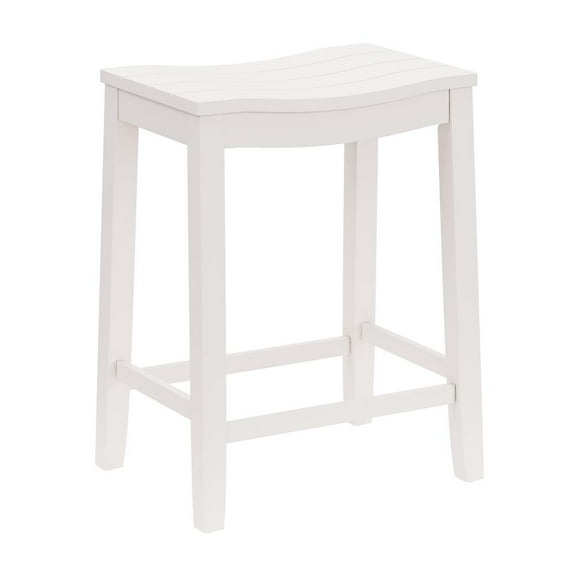 Woven Paths Fiddler Backless Wood Counter Height Stool, White