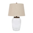 thumbnail image 1 of Woven Paths Fillable Clear Glass Table Lamp with Iron Accent and Linen Shade, 24", 1 of 9