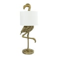 thumbnail image 1 of Woven Paths Gold Resin Flamingo Lamp with White Linen Shade, 31.75", 1 of 3
