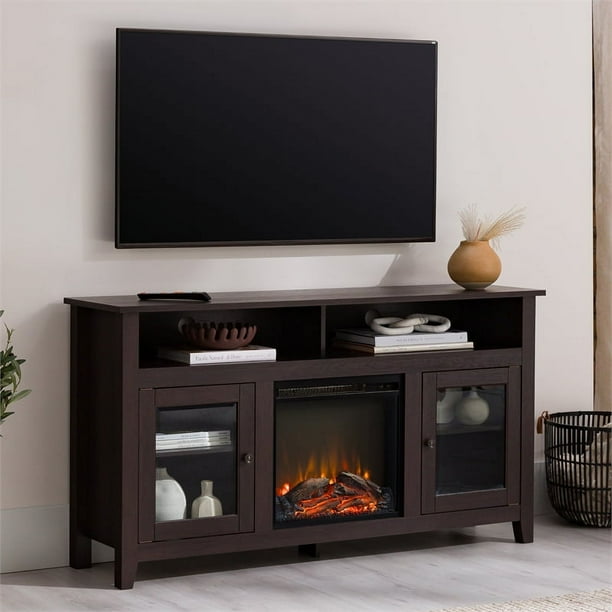 Woven Paths Highboy 2 Door Electric Fireplace TV Stand for TVs up to 65