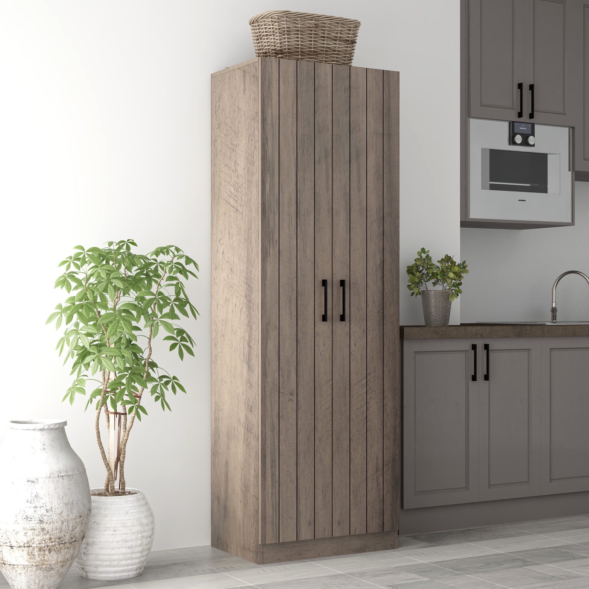 Woven Paths Lancaster Wood Kitchen Pantry - Storage Solution - Walmart.com