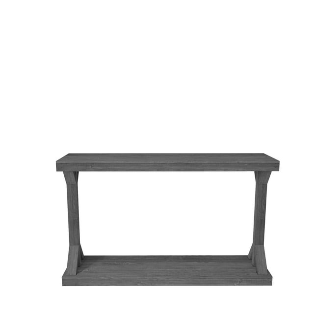 Woven Paths Large Rustic Barb Pedestal Entryway Console Table, Gray