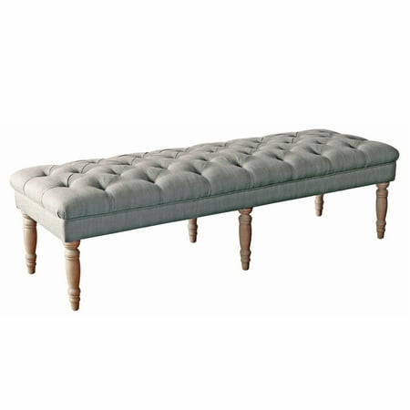 Woven Paths Layla Tufted Bench - Gray