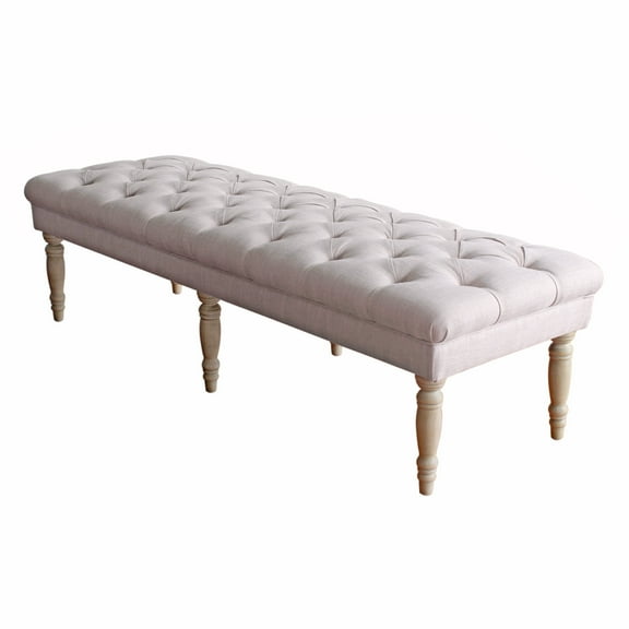 Woven Paths Layla Tufted Bench, Natural Off-White