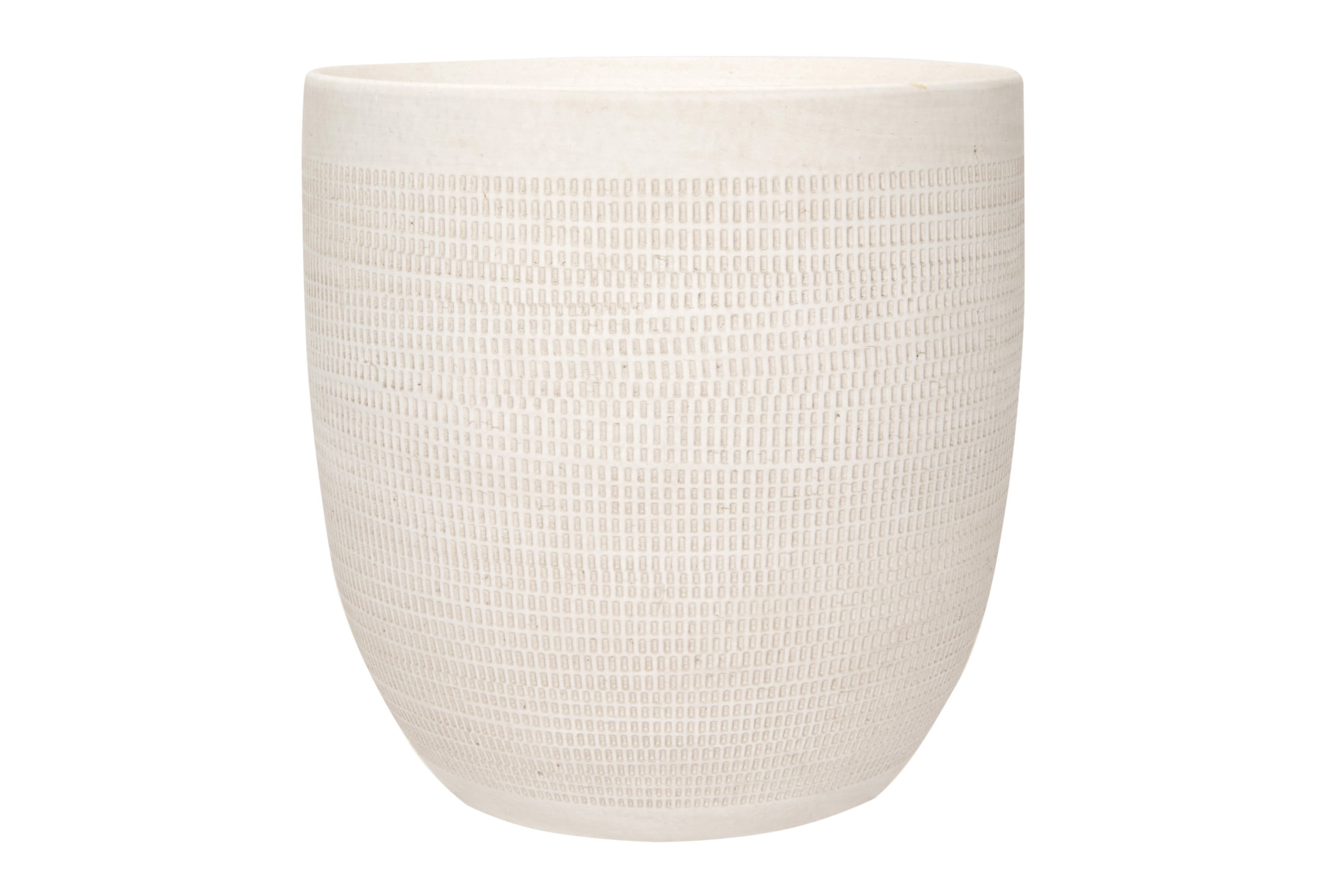 Woven Paths Matte White Textured Stoneware Planter